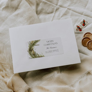 Modern Elegant Christmas Wreath Return Address Label