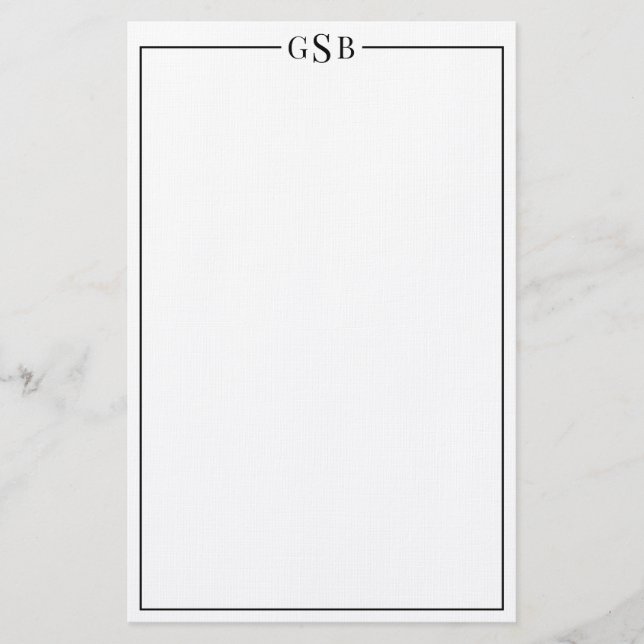 Modern Elegant Classic Black Personal Stationery  (Front)