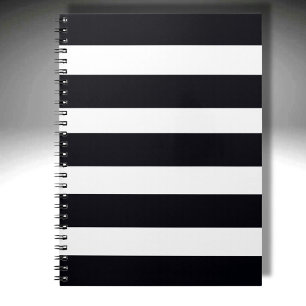 Modern, Elegant, Classic Black & White Striped Notebook