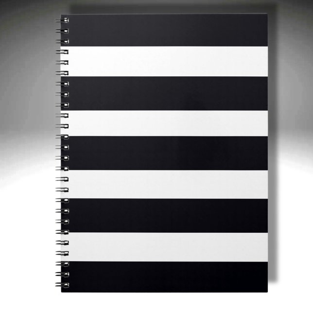 Modern, Elegant, Classic Black & White Striped Notebook (A timeless Classic!)