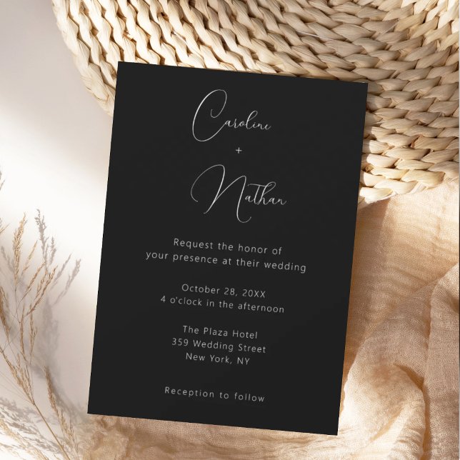 Modern Elegant Classic Black & White Wedding Invitation (Creator Uploaded)