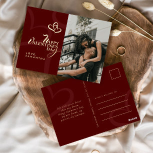 Modern Elegant Classic Chic Valentines Day Photo Foil Holiday Postcard