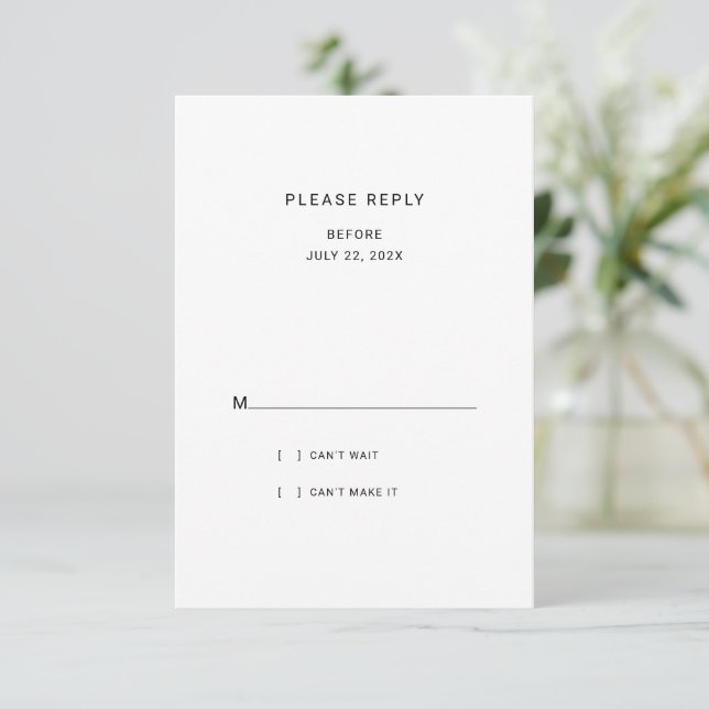 Modern Elegant Classic Minimalist RSVP Card (Standing Front)