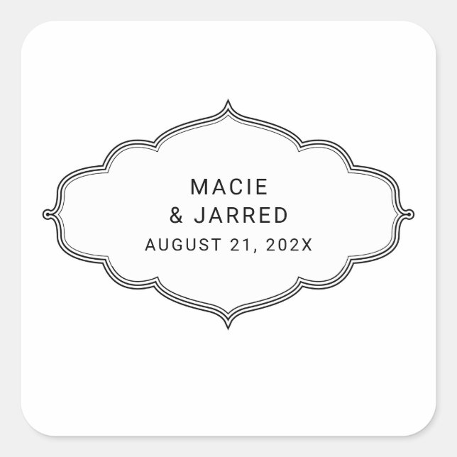 Modern Elegant Classic Minimalist Square Sticker (Front)