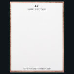 Modern elegant classic monogram rose gold frame letterhead<br><div class="desc">Modern elegant classic monogram rose gold frame letterhead.</div>