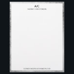 Modern elegant classic monogram silver frame letterhead<br><div class="desc">Modern elegant classic monogram chic silver frame letterhead.</div>
