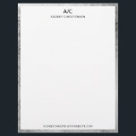 Modern elegant classic monogram silver frame letterhead<br><div class="desc">Modern elegant classic monogram chic silver frame letterhead.</div>