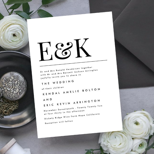 Modern Elegant | Classic Monogram Wedding Invitation (Creator Uploaded)