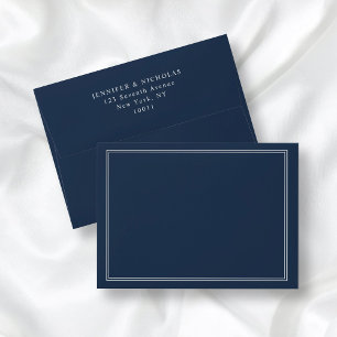 Modern Elegant Classic Navy Blue Address Wedding Envelope