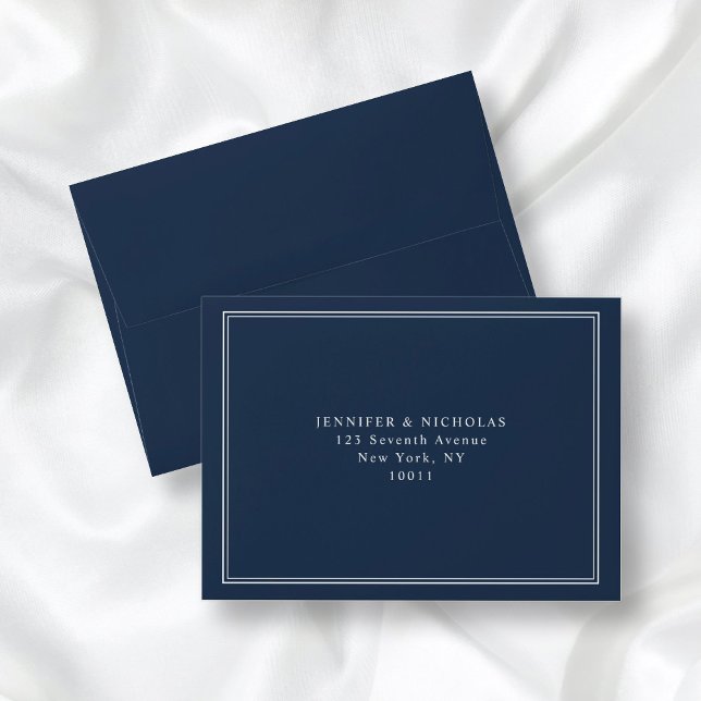 Modern Elegant Classic Navy Blue Return Address Envelope (Creator Uploaded)