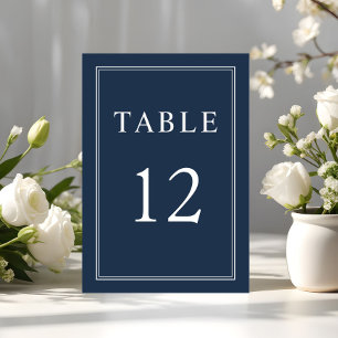 Modern Elegant Classic Navy Blue Wedding Table Number