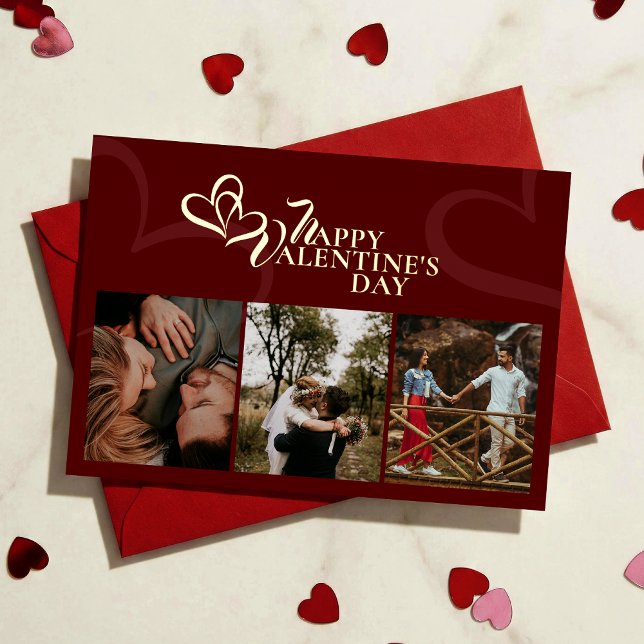 Modern Elegant Classic Red Chic Valentines Photo Foil Holiday Card (Creator Uploaded)