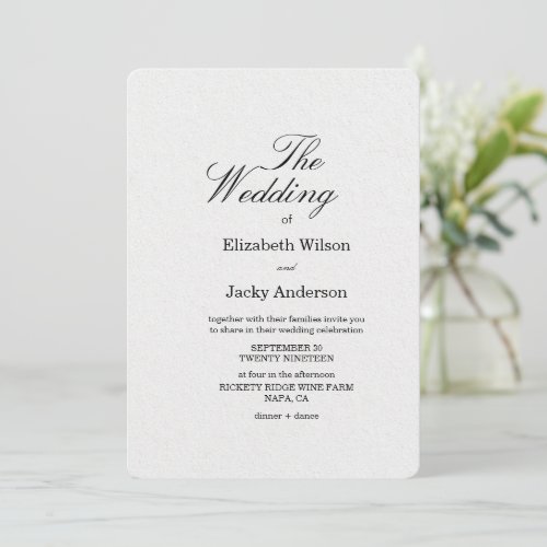 Modern Elegant Classic simple minimalist Wedding Invitation