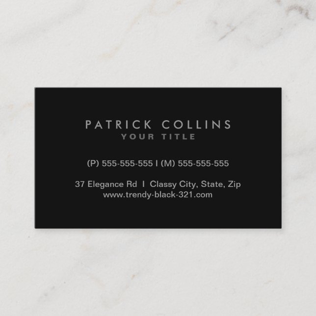Modern elegant classy black professional profile business card (Front)