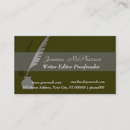 Modern Elegant Classy Black Vintage Pen Business Card