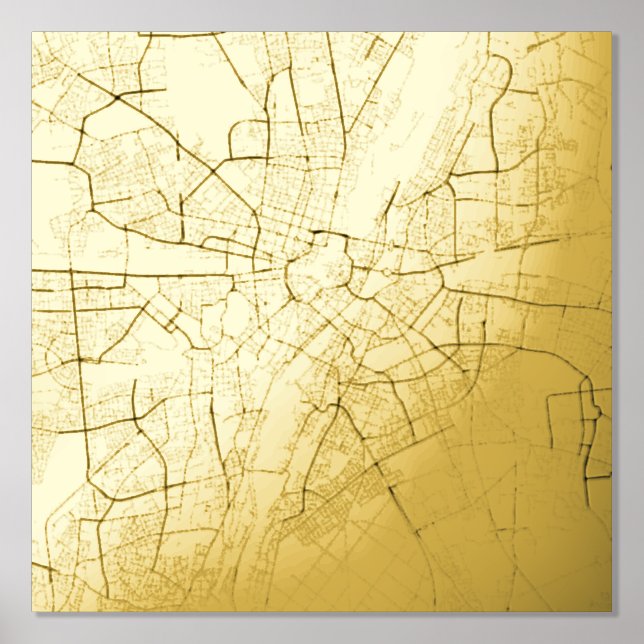  Modern Elegant Classy Gift Map of Munich, Germany Foil Prints (Front)
