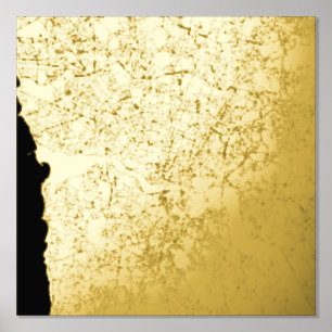 Modern Elegant Classy Gift Map of Porto, Portugal Foil Prints