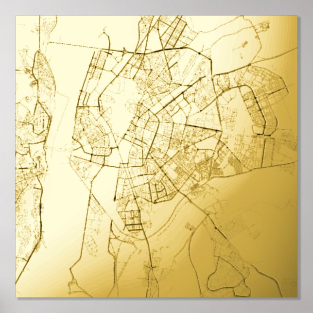   Modern Elegant Classy Gift Map of Seville, Spain Foil Prints (Front)