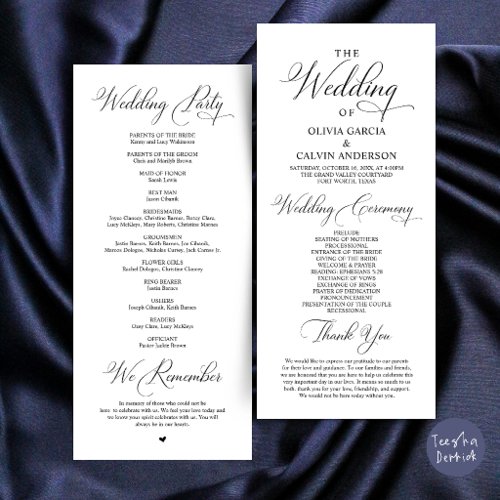 Modern Elegant Classy Wedding Ceremony Order Program