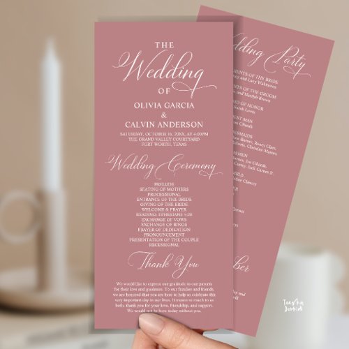 Modern Elegant Classy Wedding Ceremony Order Program