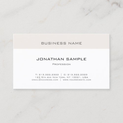 Modern Elegant Clean Design Plain Professional Business Card