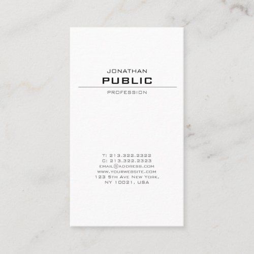 Modern Elegant Clean Design Trendy Creative Plain Business Card