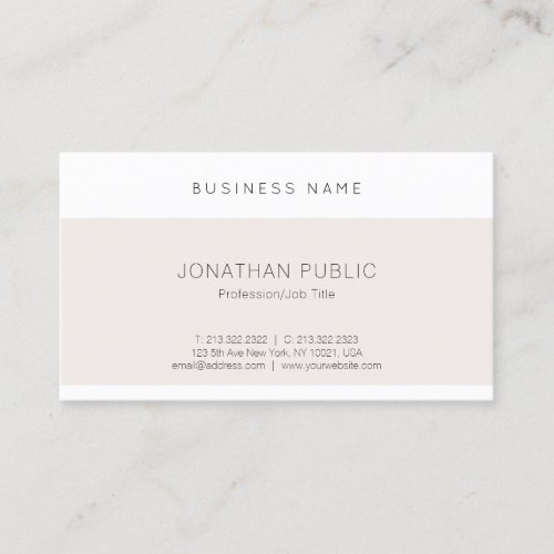 Modern Elegant Clean Design Trendy Cute Plain Business Card