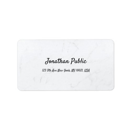 Modern Elegant Clean White Marble Plain Address Label
