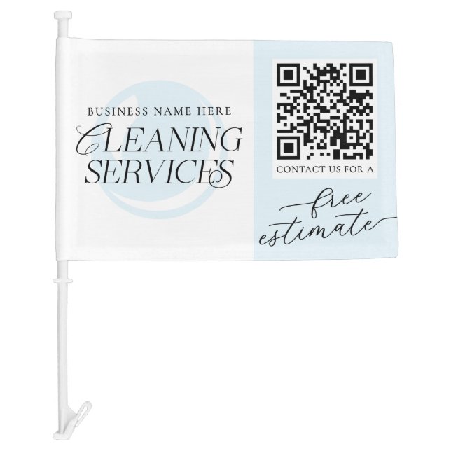 Modern Elegant Cleaning Services Advertising Car Flag (Front)