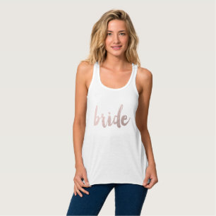 modern elegant clear faux rose gold "bride" tank top