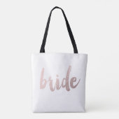 modern elegant clear faux rose gold "bride" tote bag (Back)