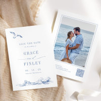 Modern Elegant Coastal Chic Blue Wedding Photo