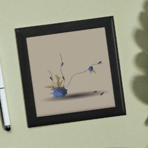 Modern elegant coastal feminine blue brown beige  gift box