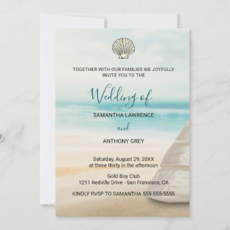 Modern Elegant Coastal Wedding Invitation