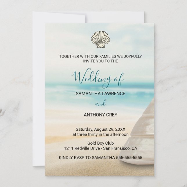 Modern Elegant Coastal Wedding Invitation (Front)