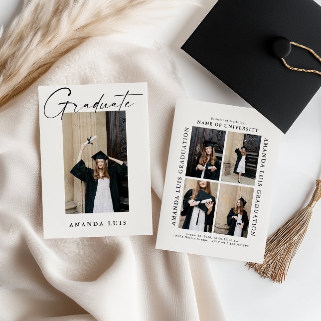 Modern Elegant Collage Graduation Invitation (Creator Uploaded)