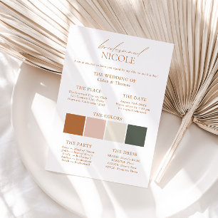 Modern Elegant Color Palette Bridesmaid Info Card