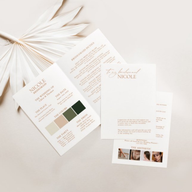 Modern Elegant Color Palette Bridesmaid Info Card  (Creator Uploaded)