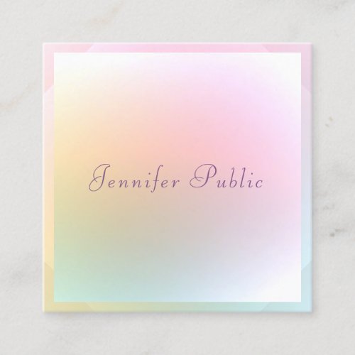 Modern Elegant Colorful Calligraphy Script Trendy Square Business Card