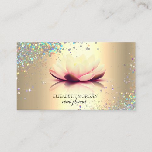 Modern Elegant Colorful Confetti Lotus Gold Business Card