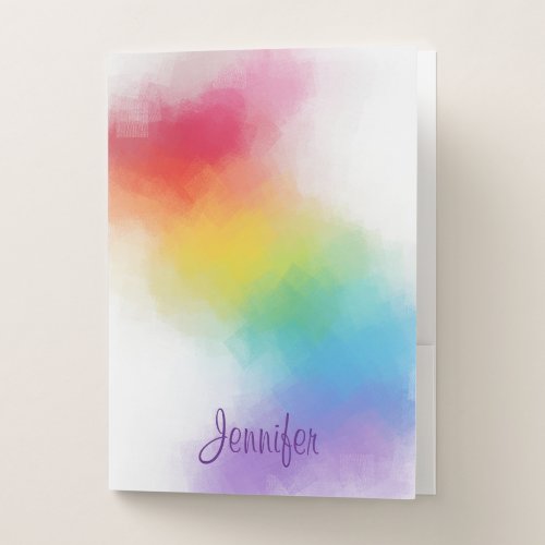 Modern Elegant Colorful Handwritten Name Template Pocket Folder
