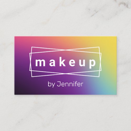 Modern elegant colorful holographic makeup artist business card