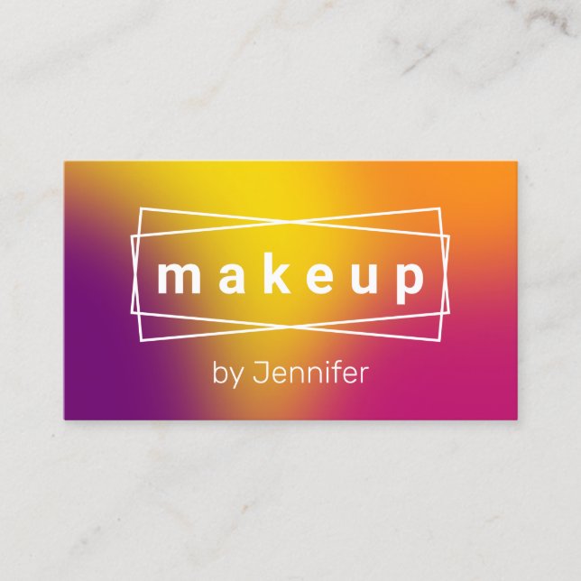 Modern elegant colorful holographic makeup artist business card (Front)