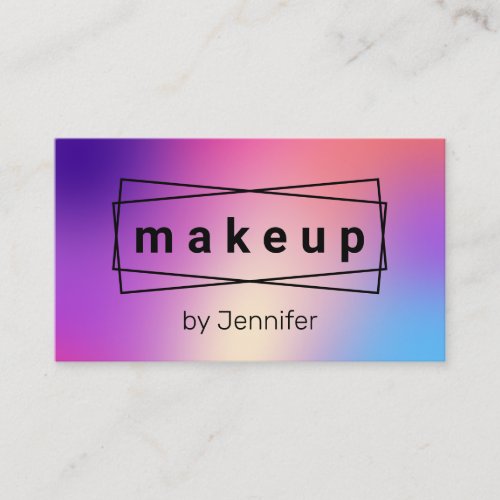Modern elegant colorful holographic makeup artist business card