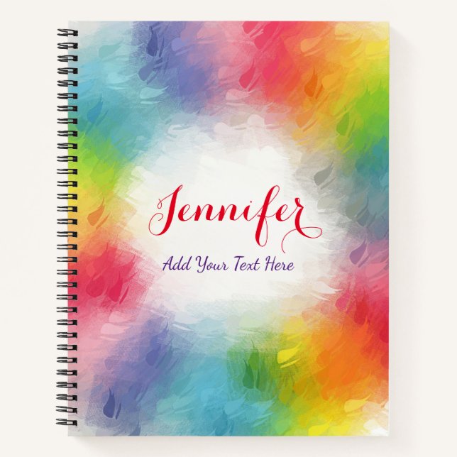 Modern Elegant Colorful Personalized Template Notebook (Front)