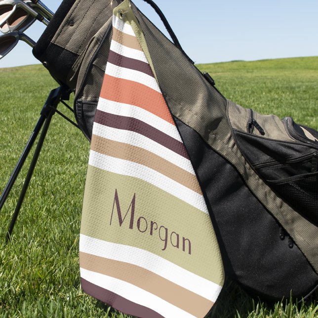 Modern Elegant Colorful Stripe Monogrammed Golf Towel (Creator Uploaded)