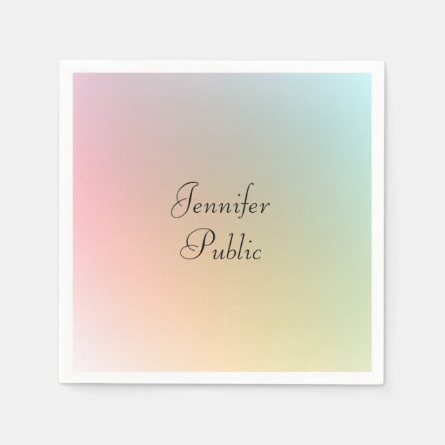 Modern Elegant Colorful Template Handwritten Name Napkins (Front)