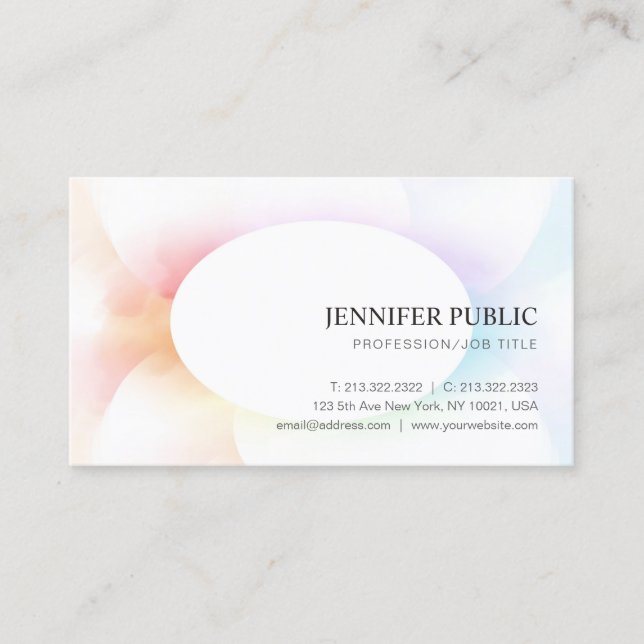 Modern Elegant Colorful Trendy Simple Template Business Card (Front)