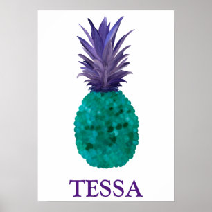 Modern Elegant Colorful Watercolor Pineapple Poster