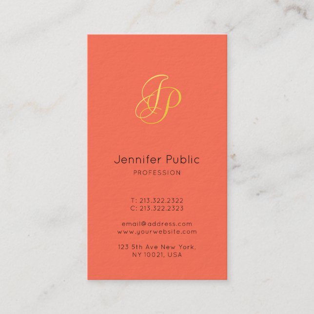 Modern Elegant Colors Gold Look Monogram Template Business Card (Front)